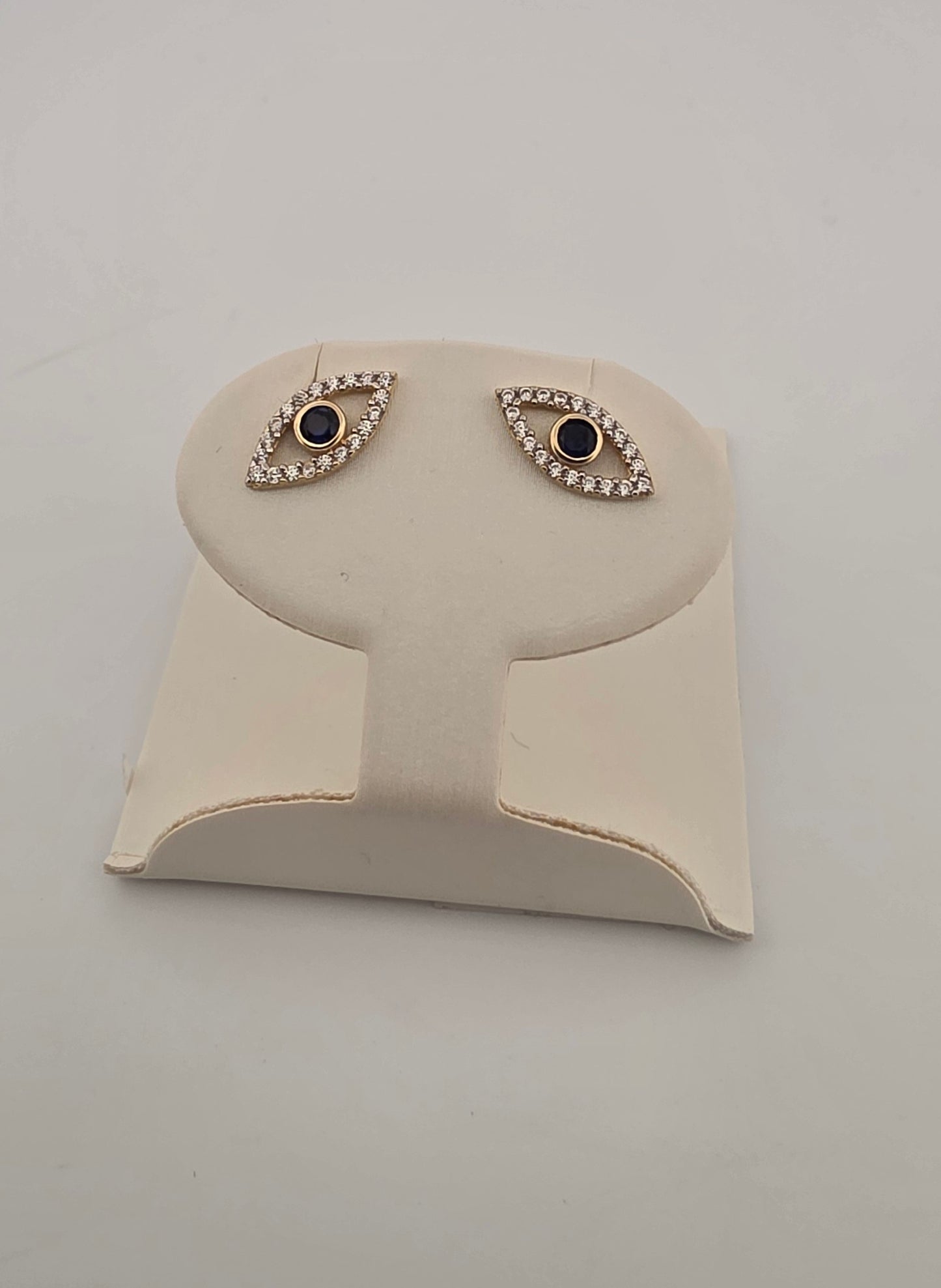 Open Evil Eye with Blue CZ Stud Earring OP000001459PE