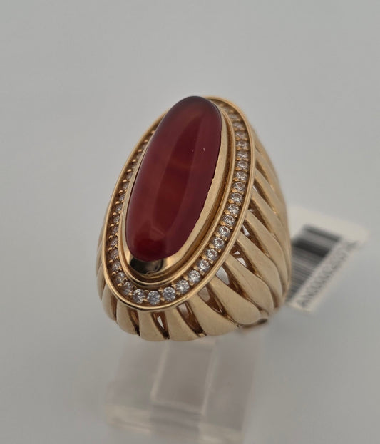 Anillo Almendra con Piedras Blancas y Roja AN000002037AL