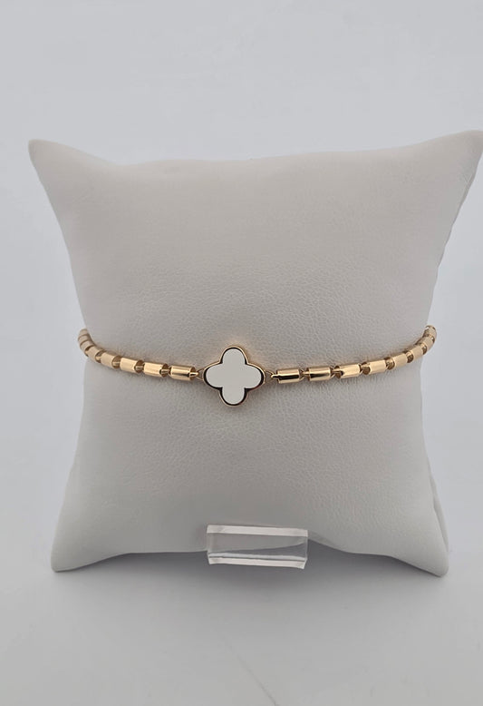 MANILLA 14K Weight 4.4 REVERSIBLE DE CLOVER BLANCA Y NEGRA