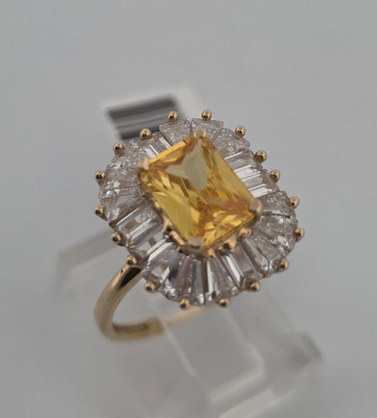 ANILLO 10K PIEDRA AMARILLA CZ