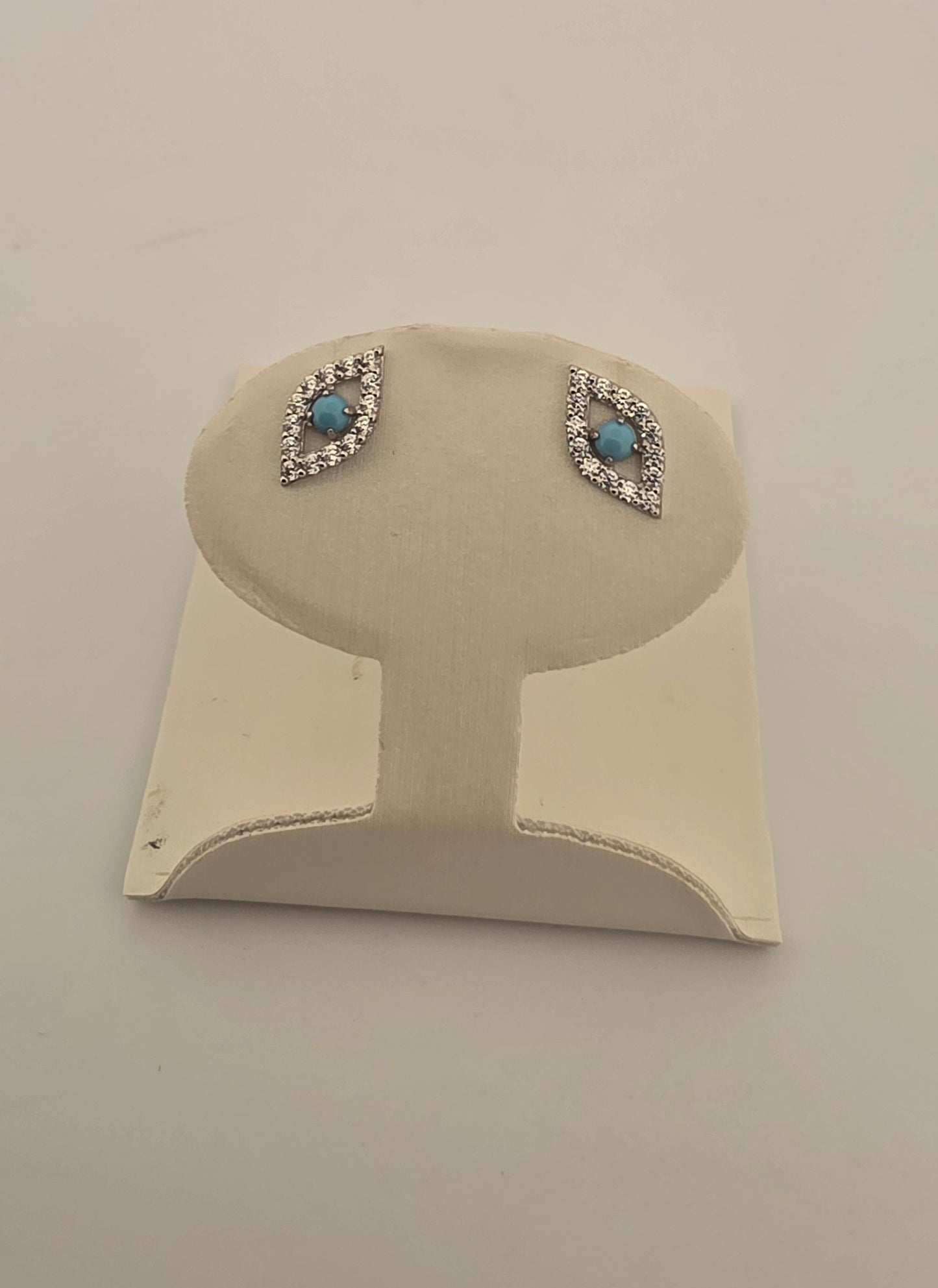 Evil Eye with Turquoise White Gold Earring EV000001698PE