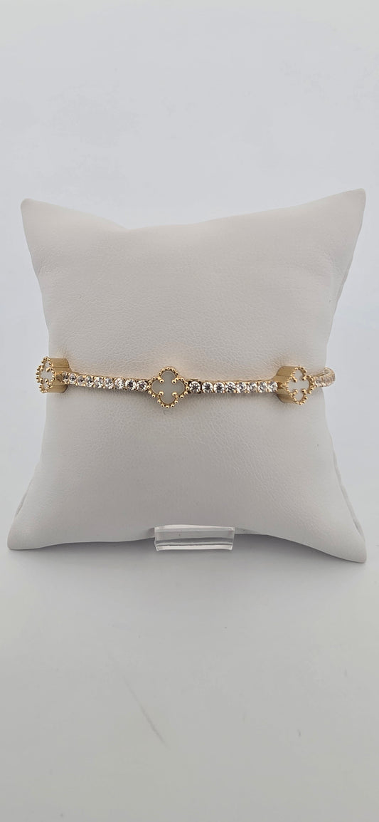 MANILLA 14K Weight 10.1 CON CLOVER BLANCO Y PIEDRAS