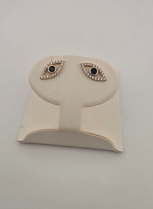 Open Evil Eye with Blue CZ Stud Earring OP000001459PE