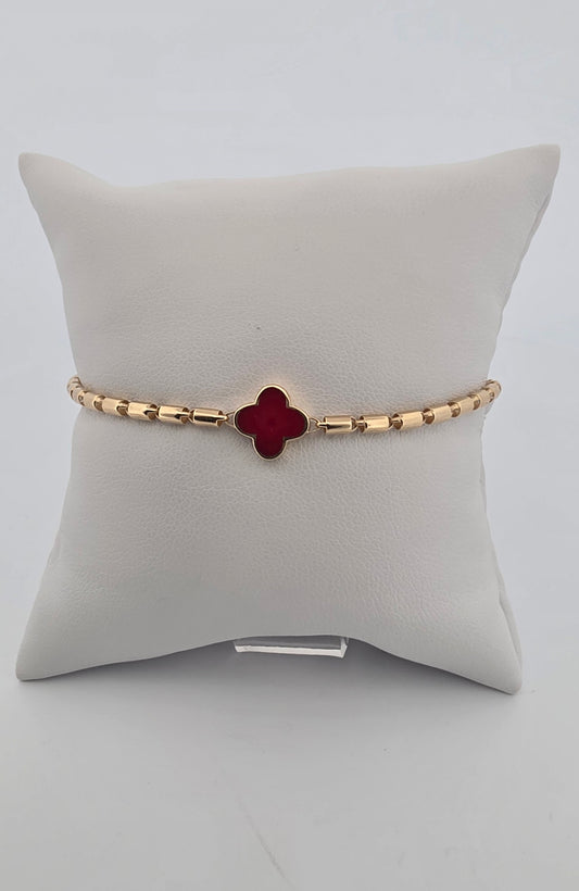 MANILLA 14K Weight 4.4 REVERCIBLE CLOVER NEGRO Y ROJO