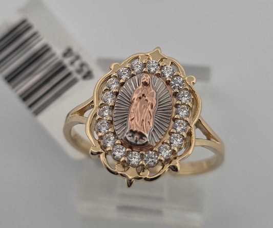 ANILLO 14K Size 7 VIRGEN ROSE PINK Y PIEDRASA