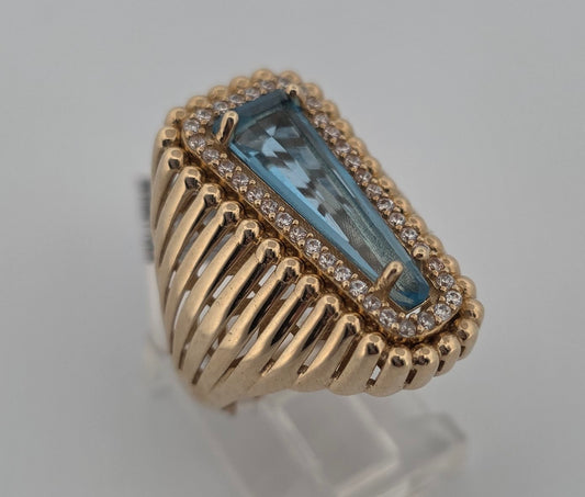 ANILLO 10K PIERDA CUADRADA AUL CLARO