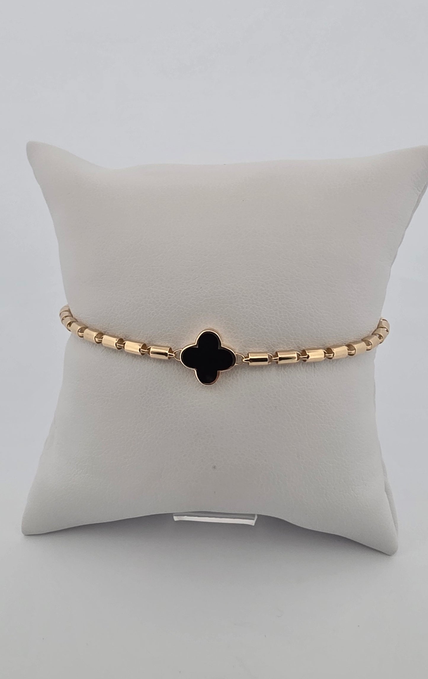 MANILLA 14K Weight 4.4 REVERSIBLE DE CLOVER BLANCA Y NEGRA