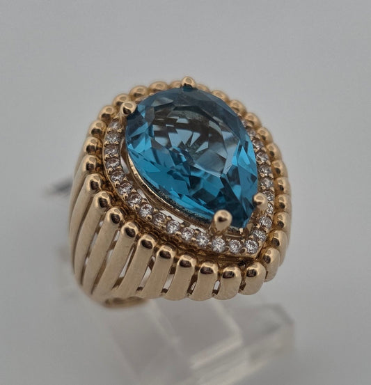 ANILLO 10K Size #7 piedra azul clara