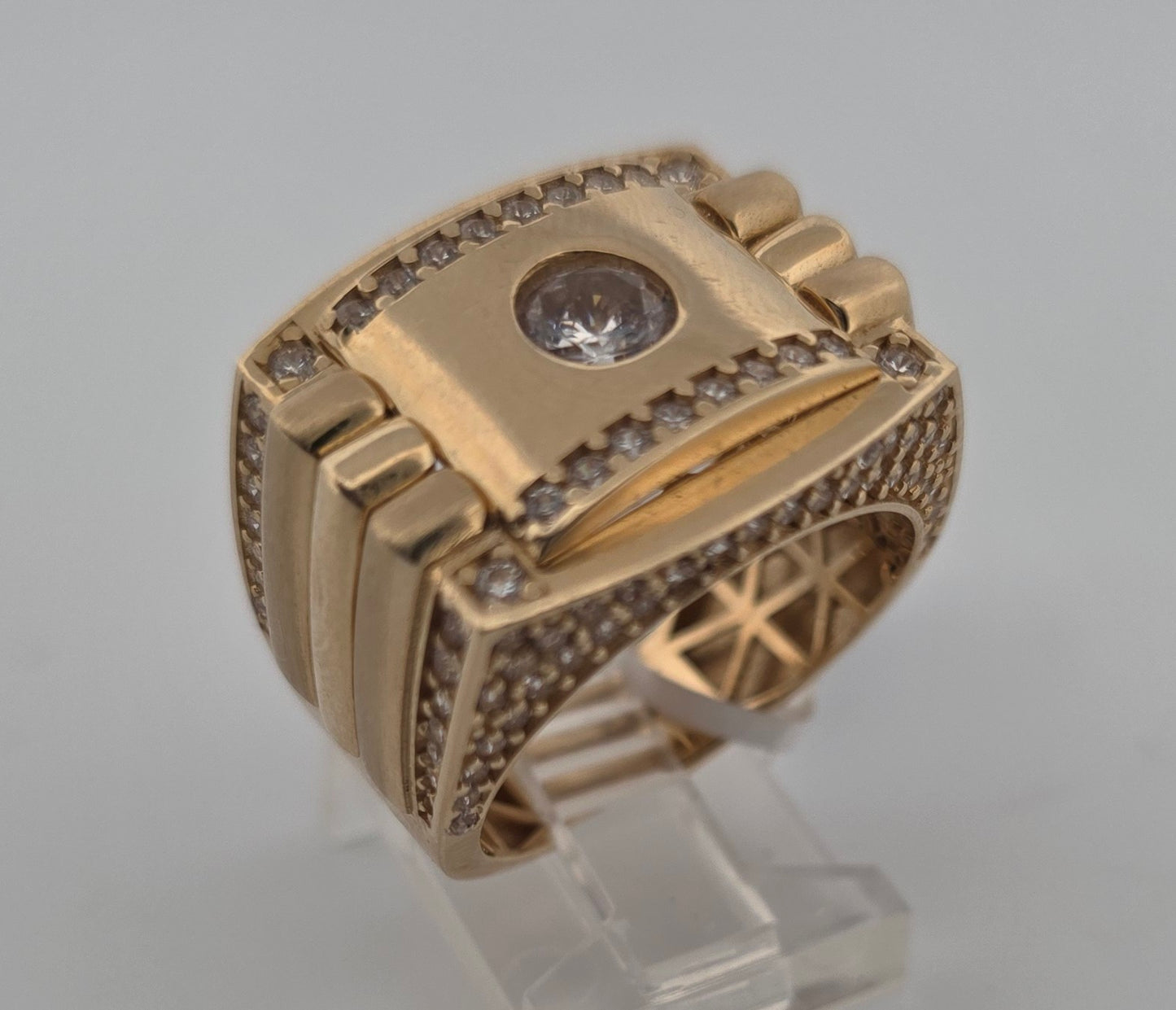 ANILLO 14K zc Size 9- cuadrado y una piedra