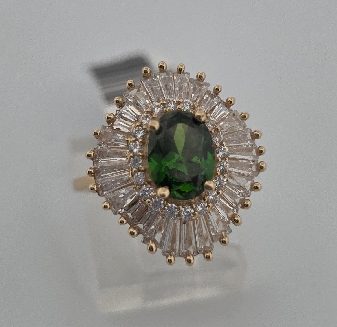 ANILLO 10K PIEDRA VERDE CZ