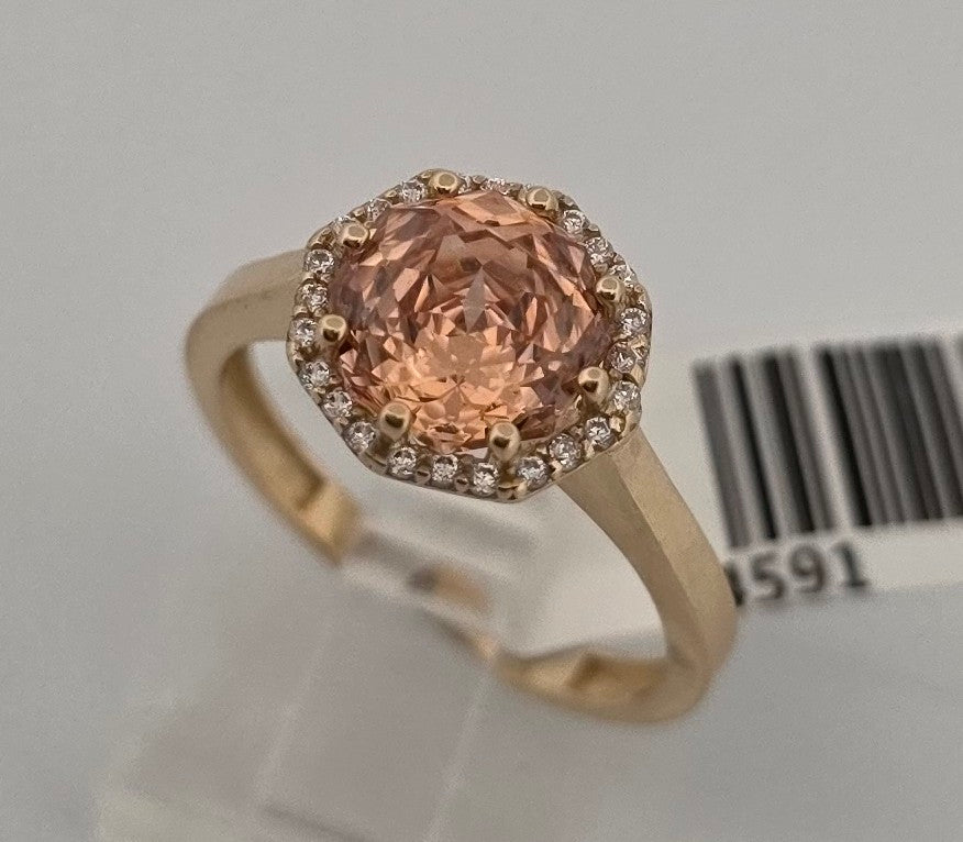 ANILLO 14K PIEDRA NARANJA CON ZC