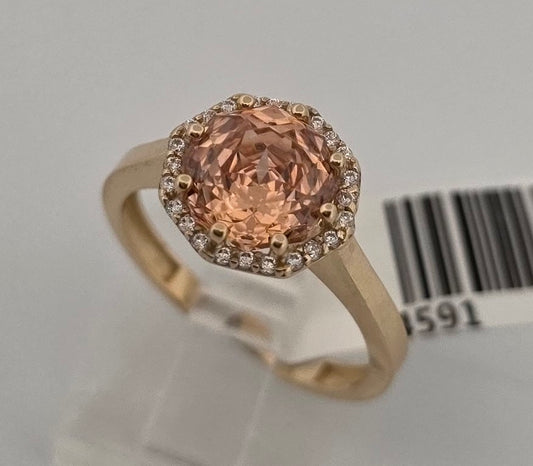 ANILLO 14K PIEDRA NARANJA CON ZC